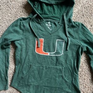 Hurricanes University Of Miami Football Green Women's Hoodie Sweater Fanatics S